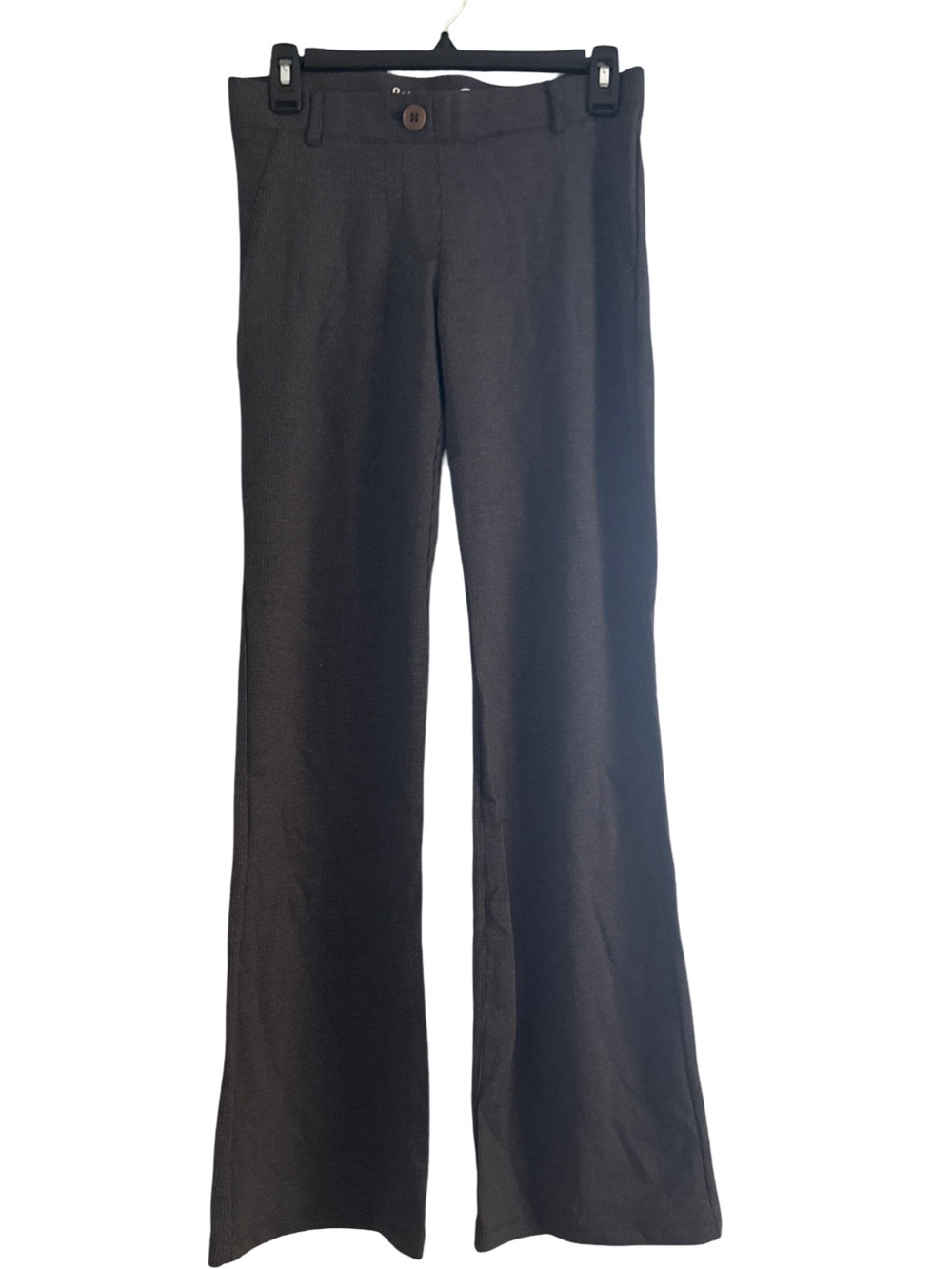 Betabrand Dress Pant Yoga Pants Small Gray Pinstripe Bootcut Flare Stretch